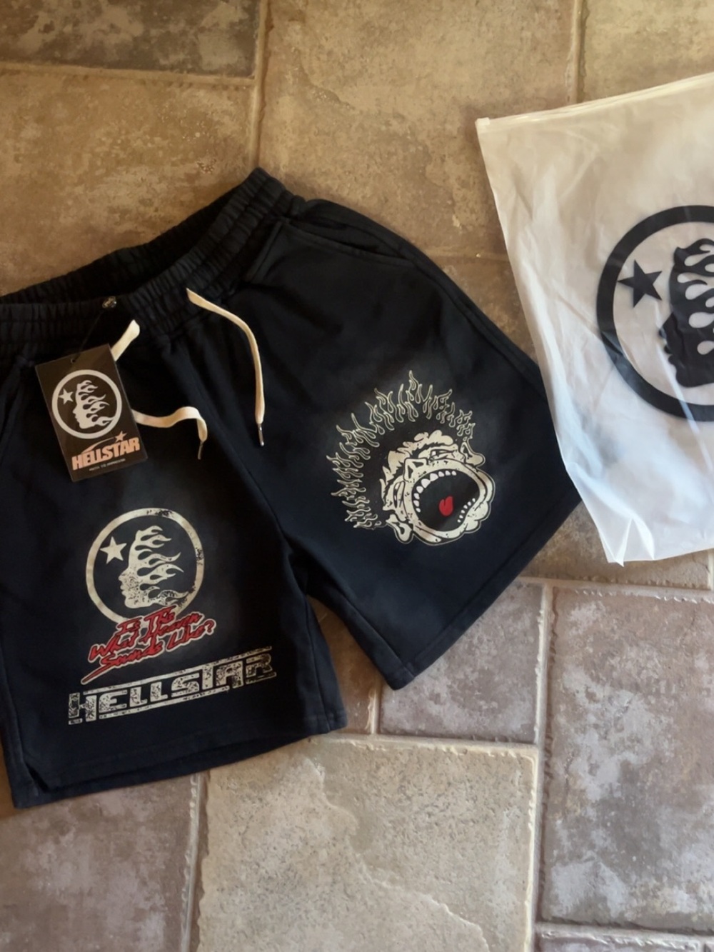 Black Hellstar Studios Scream Face Graphic sweat shorts in size small.